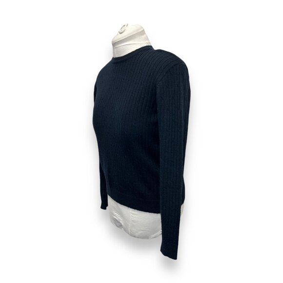 Vintage Liz Claiborne Collection Womens Merino Wool Sweater Ribbed Knit Navy M - Picture 2 of 9